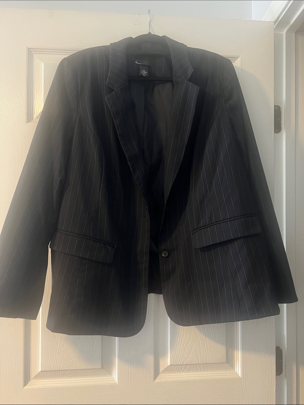 Pinstripe Black Double -Button Blazer